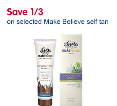 Save one third on selected Make Believe self tan